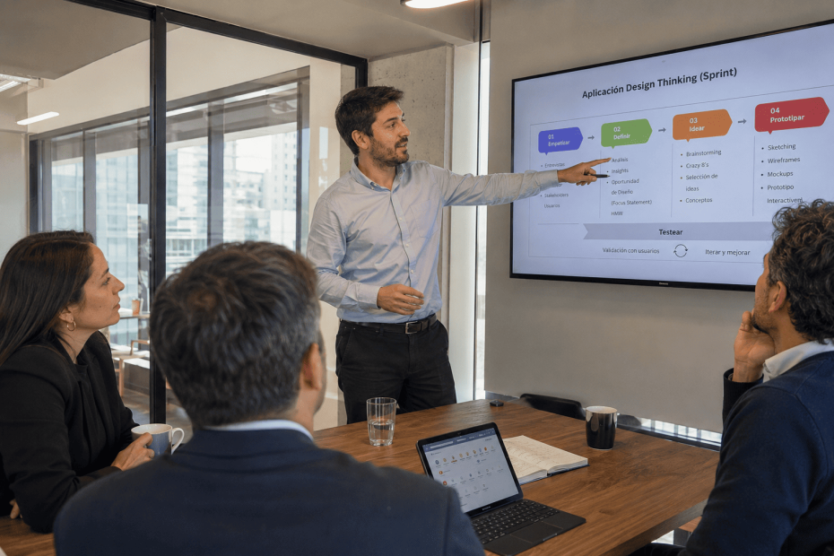 Profesional de recursos humanos y desarrollo corporativo aplicando intraemprendimiento y metodologías ágiles en una gran empresa chilena.