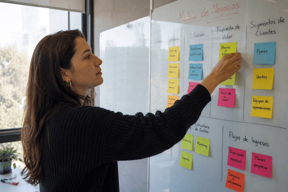 Emprendedor chileno aplicando metodologías de Design Thinking y Lean Startup para validar su modelo de negocio.